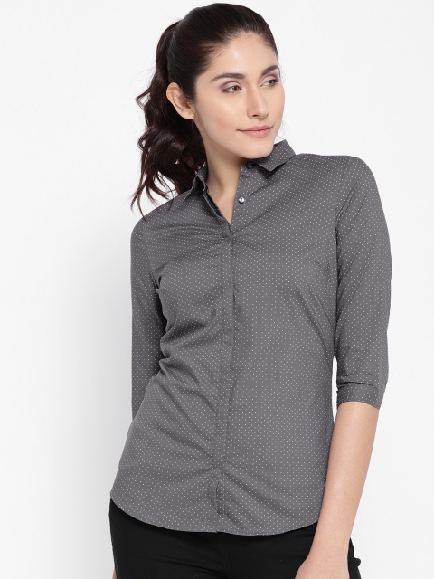 

Van Heusen Woman Women Grey Regular Fit Printed Formal Shirt