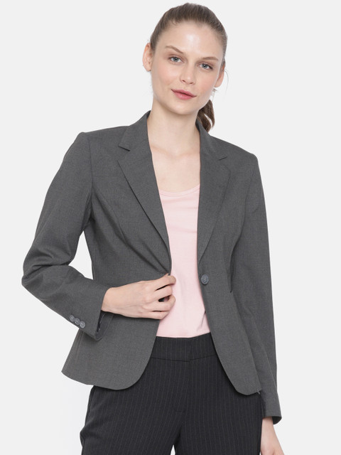 

Van Heusen Woman Grey Solid Single-Breasted Formal Blazer