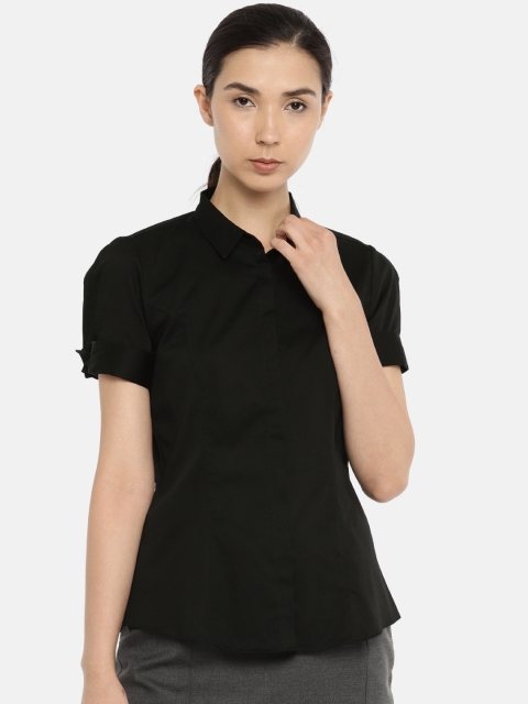 

Van Heusen Woman Women Black Slim Fit Solid Formal Shirt