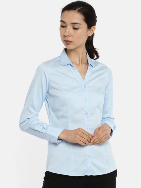 

Van Heusen Woman Blue Regular Fit Solid Formal Shirt