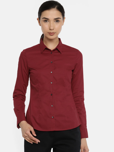 

Van Heusen Woman Women Red Regular Fit Solid Formal Shirt