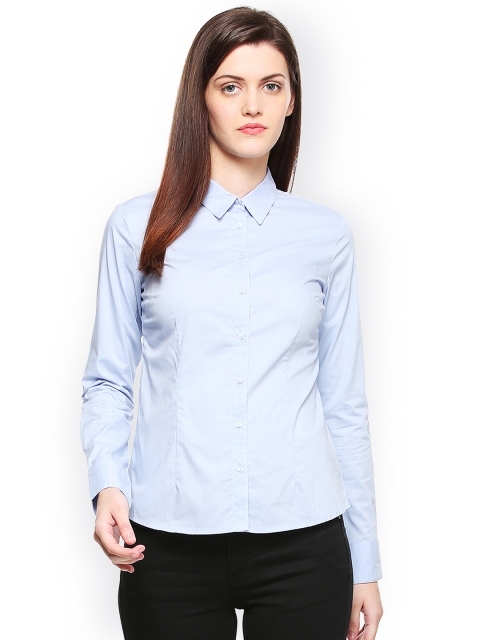 

Van Heusen Woman Women Blue Regular Fit Solid Formal Shirt