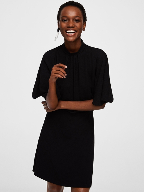 

MANGO Women Black Solid Blouson Dress