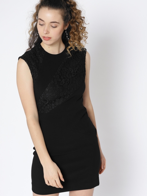 

MANGO Women Black Solid Sheath Dress