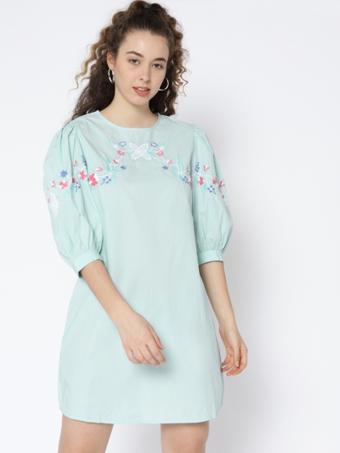

MANGO Women Blue Solid A-Line Dress