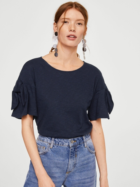 

MANGO Women Navy Solid Top, Navy blue