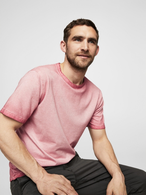 

MANGO MAN Pink Dyed Round Neck T-shirt