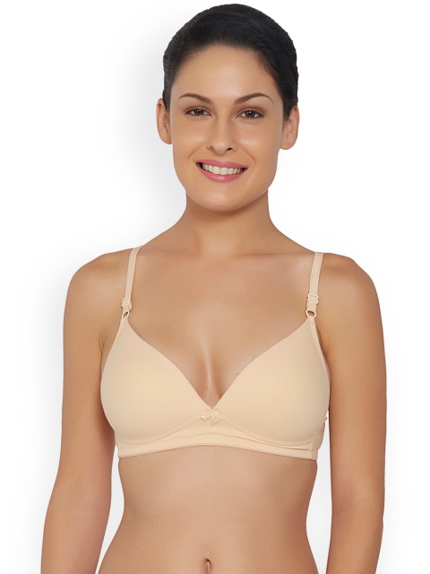 

Libertina Beige Solid Non-Wired Lightly Padded T-shirt Bra