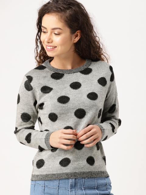 

DressBerry Women Grey Self Design Pullover