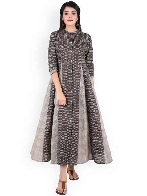 

anayna Women Black Printed Fit and Flare Dress