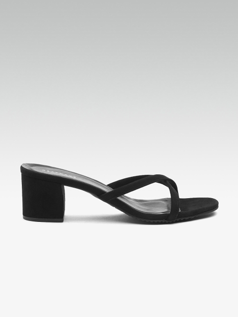 

HEATWAVE Women Black Suede Solid Sandals