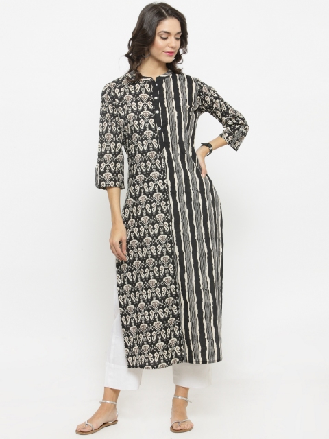 

Varanga Women Black & White Printed Kurta with Trousers