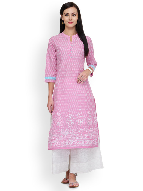 

Varanga Women Pink & White Printed Kurta with Palazzos
