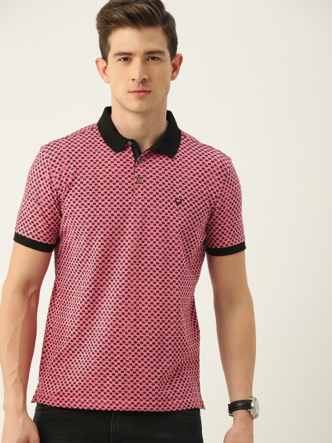 

Allen Solly Men Pink & Black Printed Polo Collar T-shirt