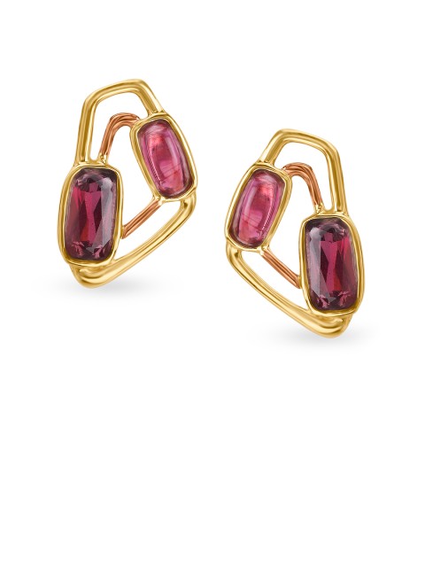 

Mia by Tanishq 14-Karat Yellow Gold Stud Earrings with Garnets