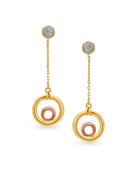 

Mia by Tanishq 14-Karat Gold Earrings with 22 Diamonds, Yellow