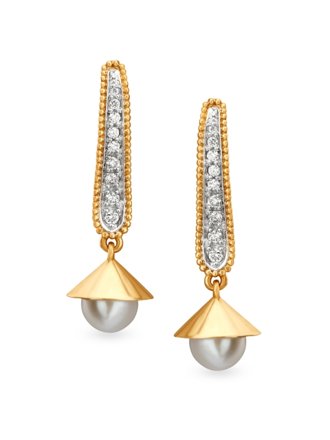 

Mia by Tanishq 14kt Diamond Drop Earrings, Yellow