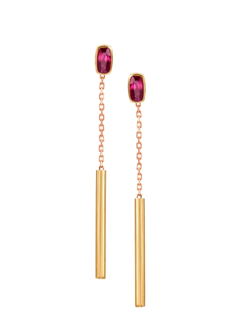 

Mia by Tanishq 14-Karat Gold Drop Earrings with Garnet, Yellow