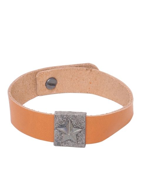 

Dare by Voylla Brown Fabric Rhodium-Plated Handcrafted Wraparound Bracelet