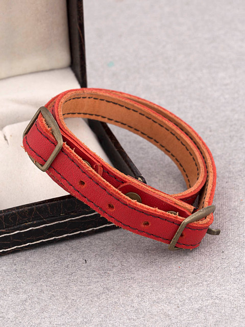 

Dare by Voylla Red Leather Wraparound Bracelet