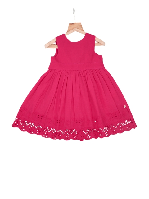 

Tiddlywings Girls Magenta Self Design Fit and Flare Dress