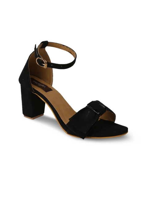 

VALIOSAA Women Black Solid Suede Sandals