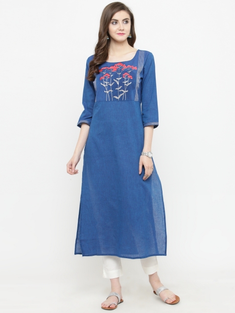 

Varanga Women Blue & White Printed Kurta with Trousers