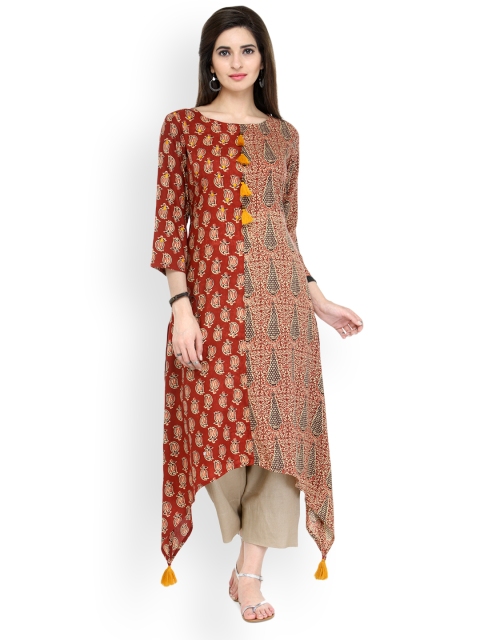 

Varanga Women Rust Printed A-Line Kurta