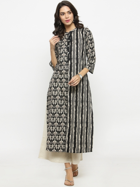 

Varanga Women Black Printed Straight Kurta