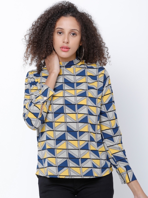 

Tokyo Talkies Women Yellow & Blue Printed Top