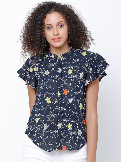 

Tokyo Talkies Women Navy Blue Printed Top