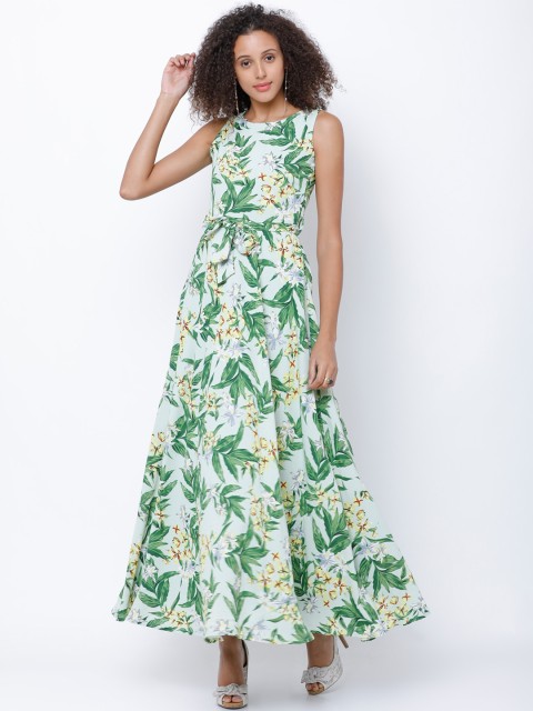 

Tokyo Talkies Women Green Printed Maxi Dress