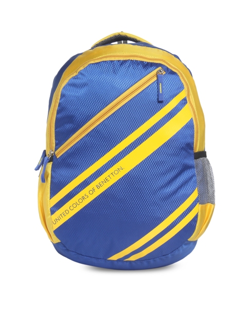 

United Colors of Benetton Unisex Blue & Yellow Geometric Backpack