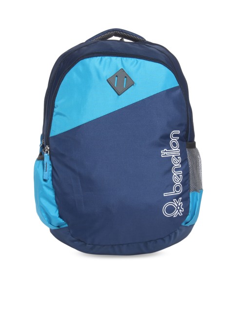

United Colors of Benetton Unisex Navy Blue & Blue Textured Backpack