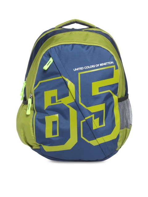 

United Colors of Benetton Unisex Navy Blue & Green Textured Backpack