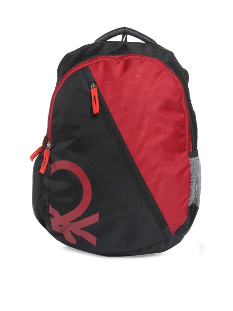 

United Colors of Benetton Unisex Black & Red Textured Backpack