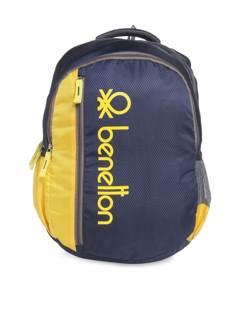 

United Colors of Benetton Unisex Yellow & Blue Brand Logo Backpack