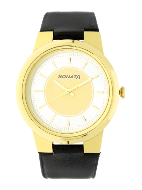

Sonata Men Gold-Toned & White Analogue Watch NK7121YL01
