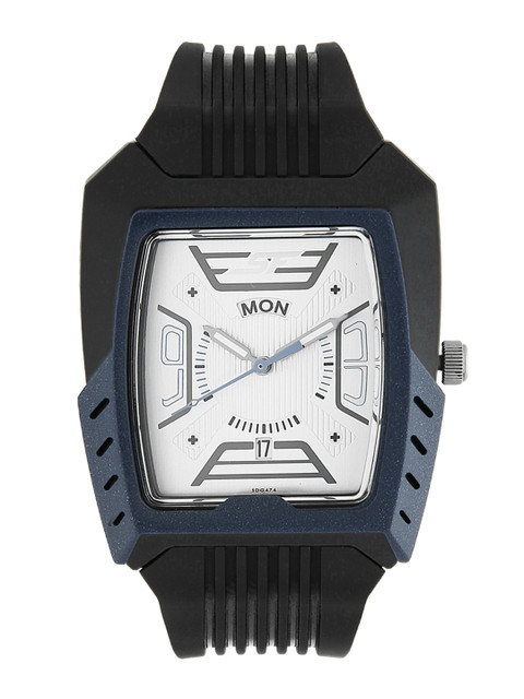 

Sonata Men Black & Silver-Toned Analogue Watch
