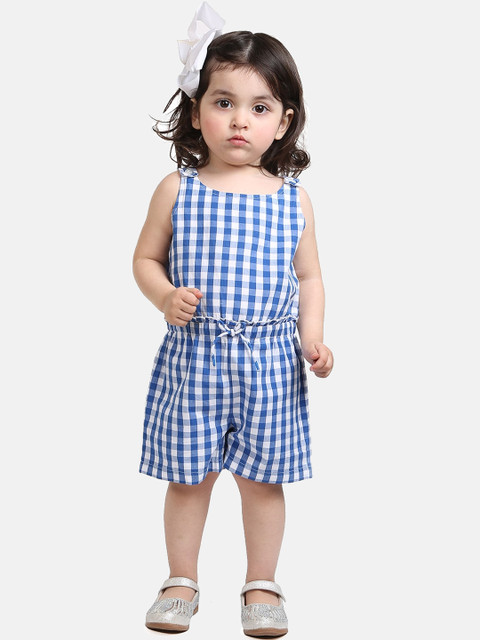 

Beebay Girls Blue Checked Basic Jumpsuit