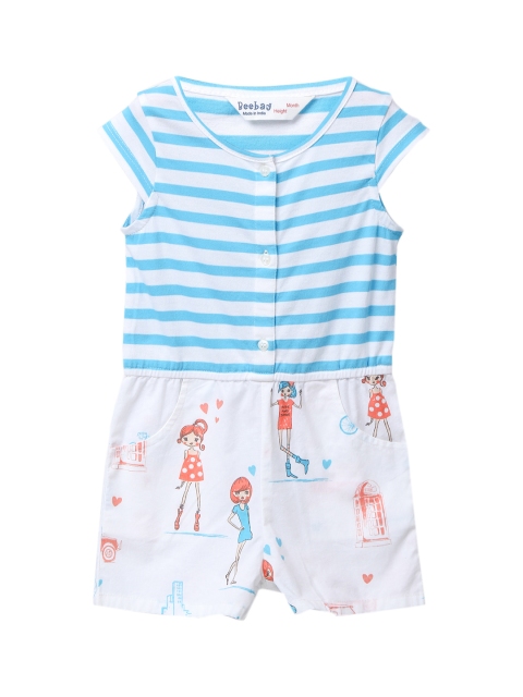 

Beebay Girls Blue & White Striped Basic Jumpsuit