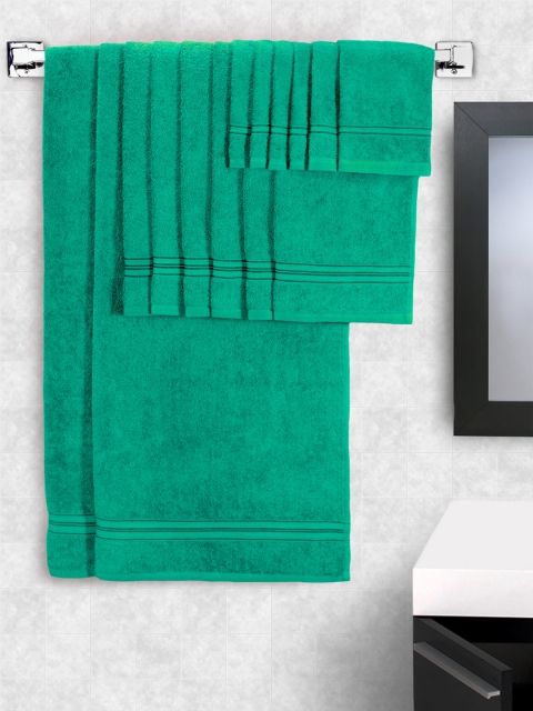 

swiss republic Set of 14 Cotton 480 GSM Towels, Green