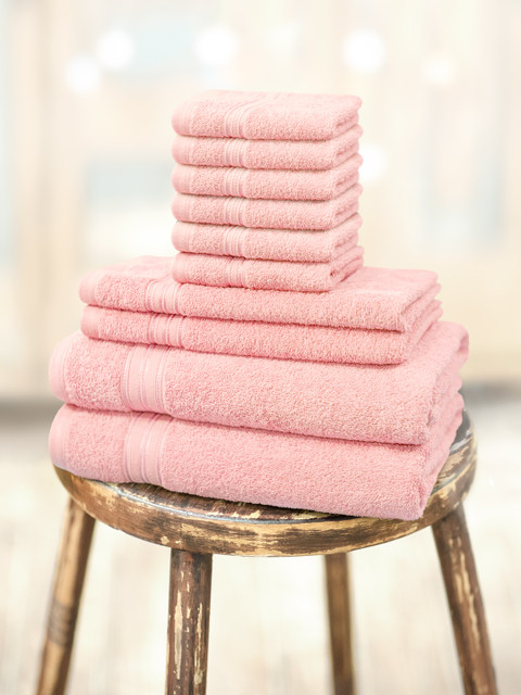 

Swiss Republic Pack of 10 Cotton 480 GSM Towel Set, Pink