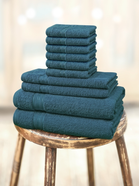 

swiss republic Set of 10 Cotton 480 GSM Towels, Navy blue