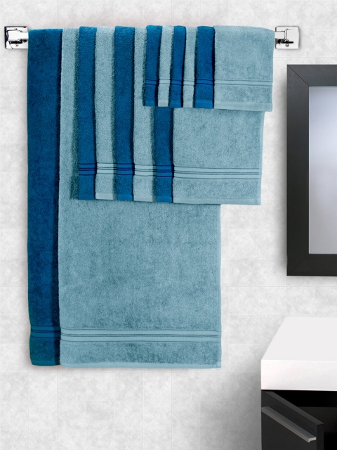 

swiss republic Set of 14 Cotton 480 GSM Towels, Blue