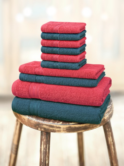 

Swiss Republic Pack of 10 Cotton 480 GSM Towel Set, Red