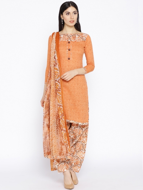 

Satrani Peach-Coloured & Off-White Unstitched Dress Material