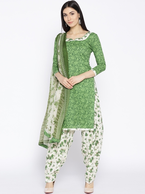 

Satrani Green & White Unstitched Dress Material