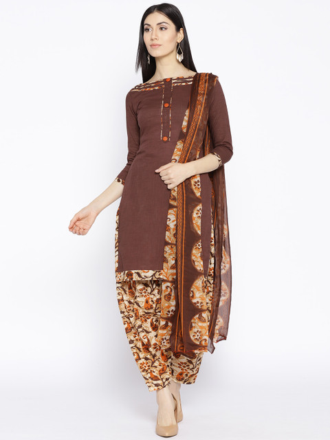 

Satrani Brown & Beige Unstitched Dress Material
