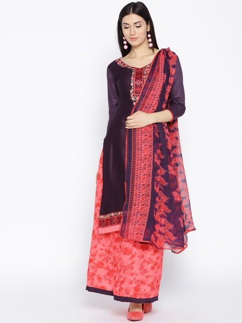 

Satrani Purple & Pink Unstitched Dress Material